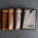 Card Holder Wallet with D-Ring and Optional Wristlet or Lanyard - Personalized Leather Wallet