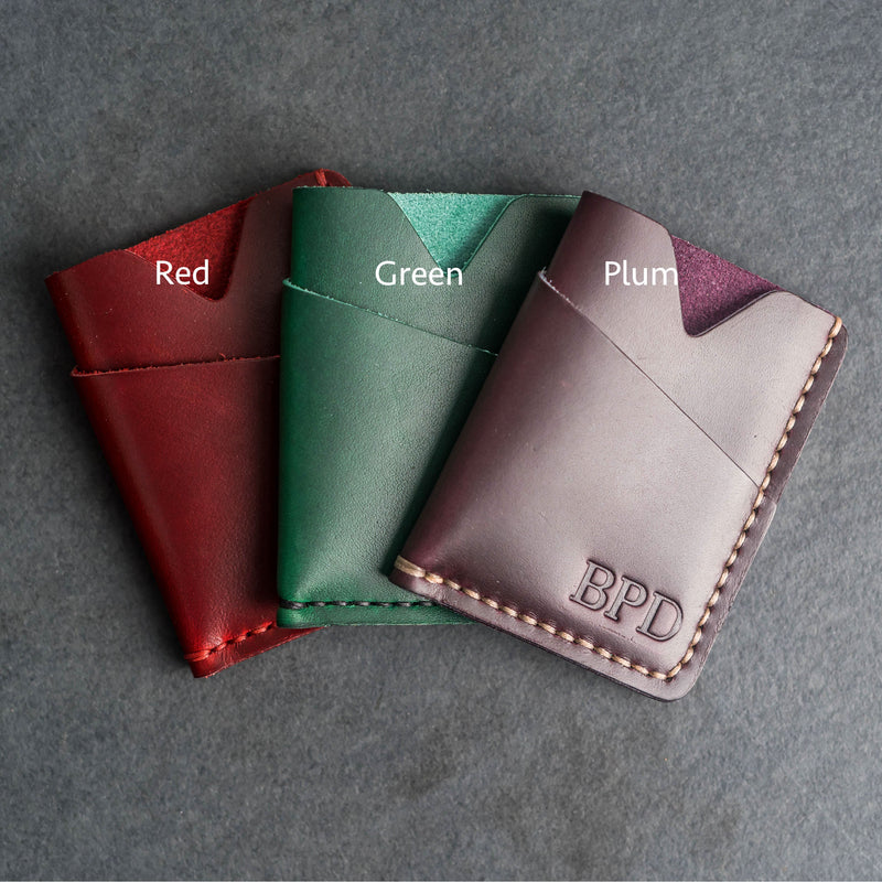 Card Holder Wallet with D-Ring and Optional Wristlet or Lanyard - Personalized Leather Wallet