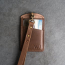 Leather ID Card Holder with Lanyard | Personalized Leather Badge Holder with Lanyard