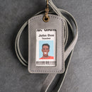 Leather ID Card Holder with Lanyard | Personalized Leather Badge Holder with Lanyard