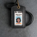 Leather ID Card Holder with Lanyard | Personalized Leather Badge Holder with Lanyard