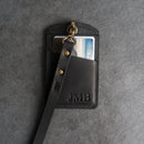 Leather ID Card Holder with Lanyard | Personalized Leather Badge Holder with Lanyard