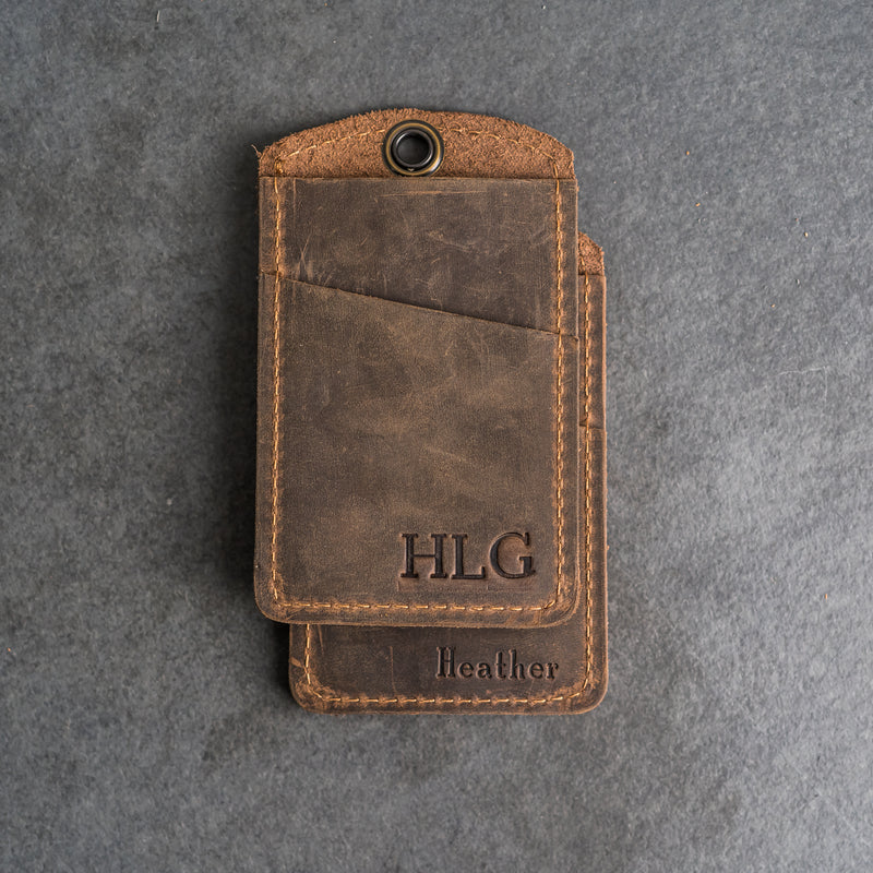Leather ID Card Lanyard Leather Badge Holde