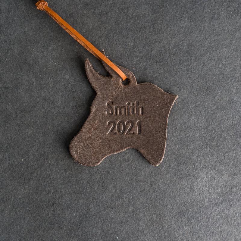 Personalized Leather Christmas Ornament - Ox Shape | Stocking Tags