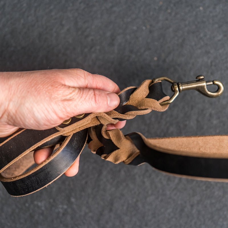 Braided Dog Leash - Personalized Leather Dog Leash
