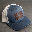 Your Logo on a Leather Patch Trucker Style Hat