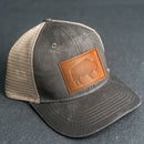 Leather Patch Ponytail Style Hat - Bison Stamp