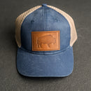 Leather Patch Ponytail Style Hat - Bison Stamp