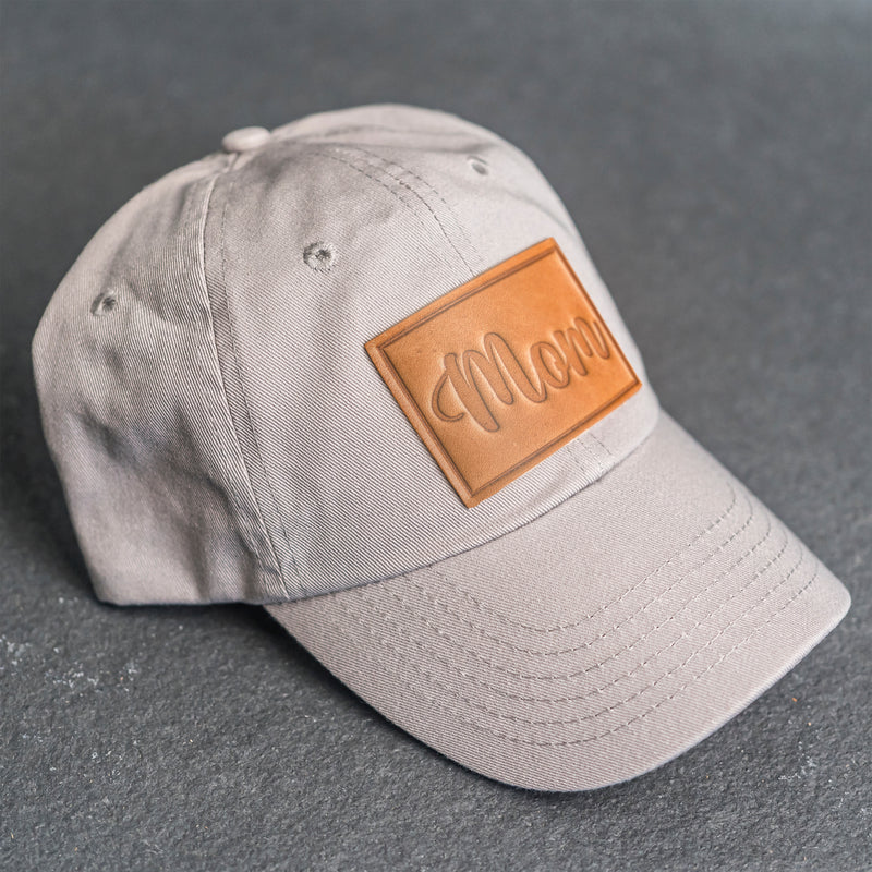 Leather Patch Unstructured Style Hat - Mom Stamp