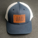 Leather Patch Trucker Style Hat - Dad Stamp