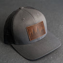 Leather Patch Trucker Style Hat - Pine Tree Ridgeline Stamp