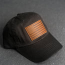 Leather Patch Unstructured Style Hat - American Flag Stamp