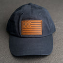 Leather Patch Unstructured Style Hat - American Flag Stamp