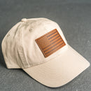 Leather Patch Unstructured Style Hat - American Flag Stamp