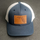 Leather Patch Trucker Style Hat - Florida Stamp