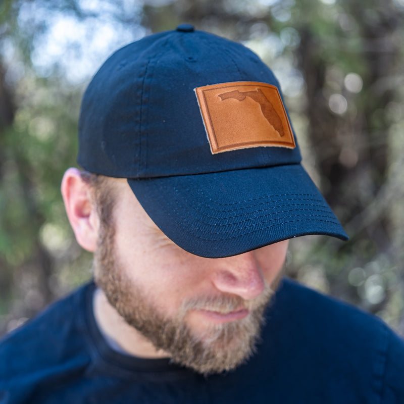 Leather Patch Unstructured Style Hat - Florida Stamp