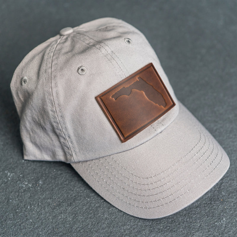 Leather Patch Unstructured Style Hat - Florida Stamp
