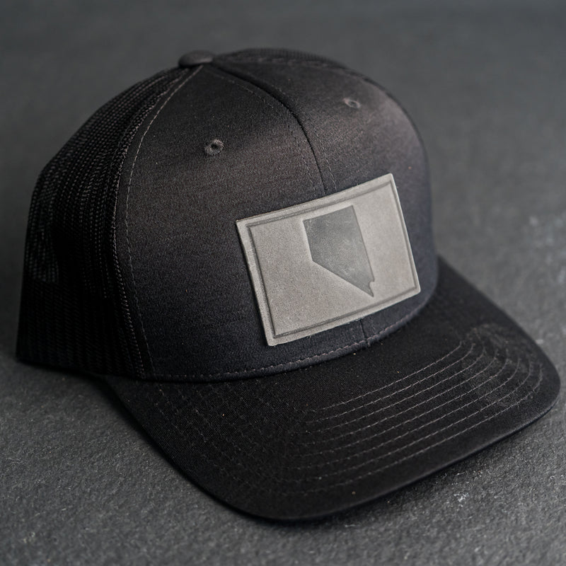 Leather Patch Performance Style Trucker Hat - Nevada Stamp