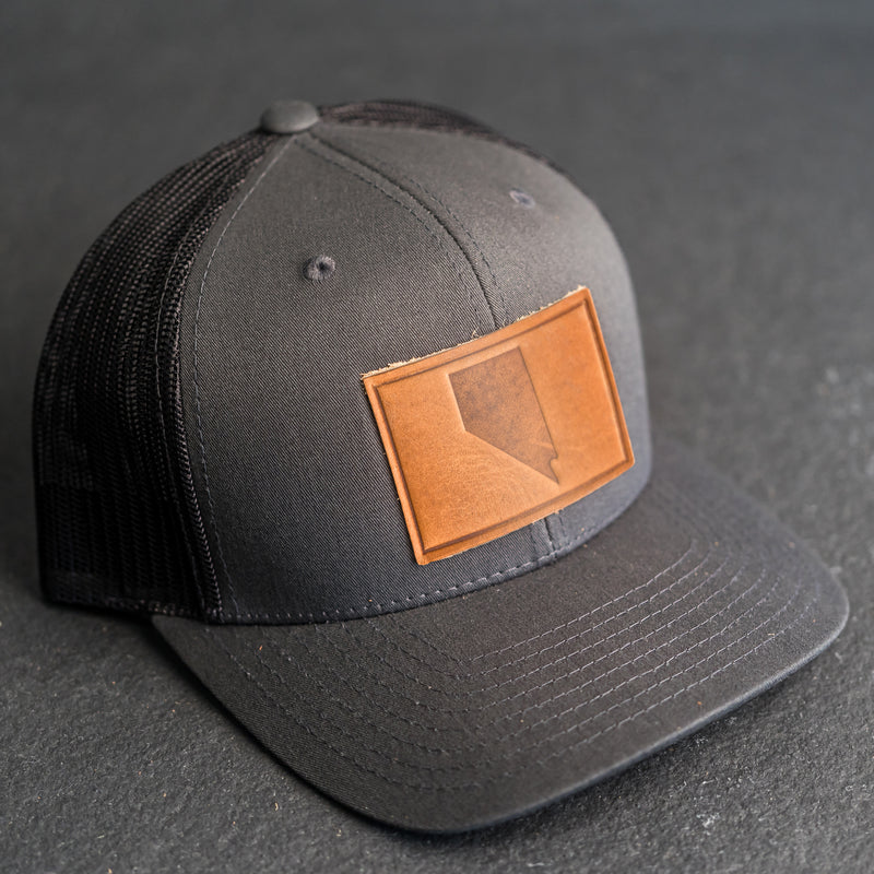 Leather Patch Trucker Style Hat - Nevada Stamp