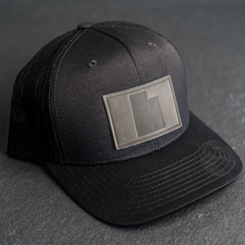 Leather Patch Performance Style Trucker Hat - Utah Stamp