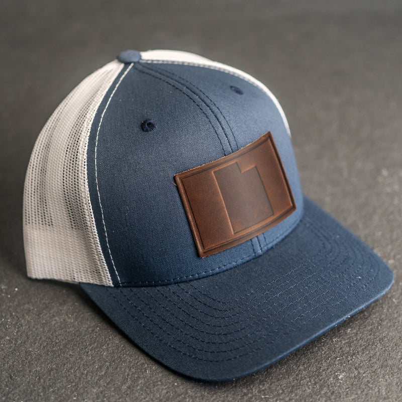 Leather Patch Trucker Style Hat - Utah Stamp