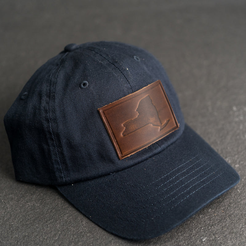 Leather Patch Unstructured Style Hat - New York Stamp