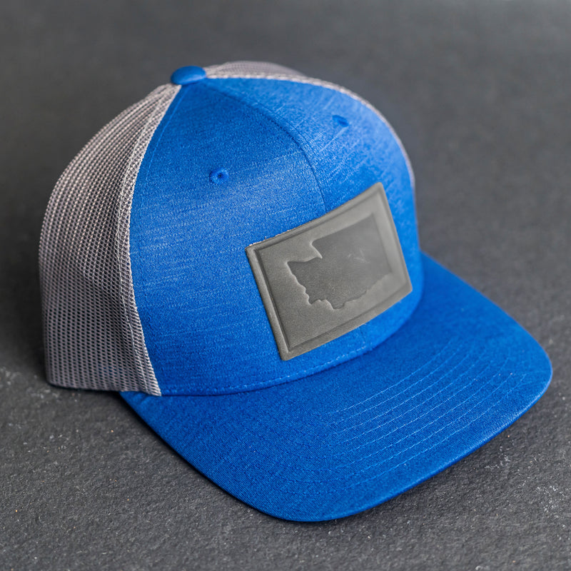 Leather Patch Performance Style Trucker Hat - Washington Stamp