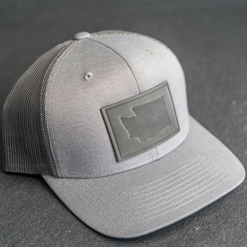 Leather Patch Performance Style Trucker Hat - Washington Stamp