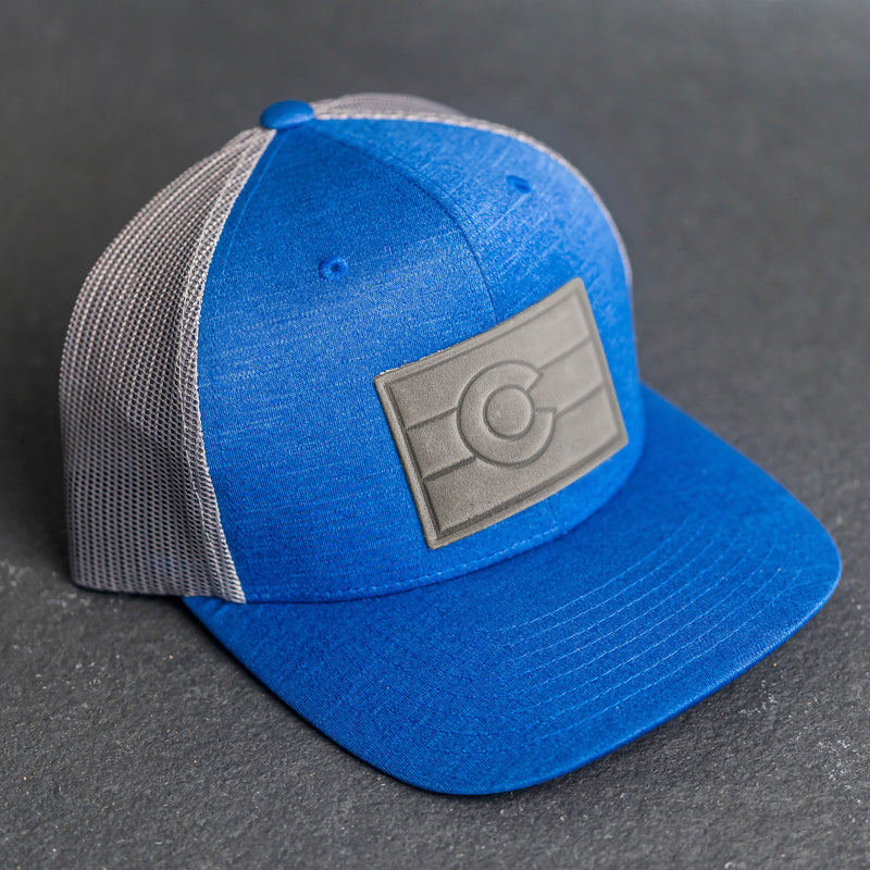 Leather Patch Performance Style Trucker Hat - Colorado Flag Stamp