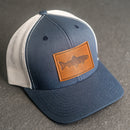 Leather Patch Trucker Style Hat - Fish Stamp