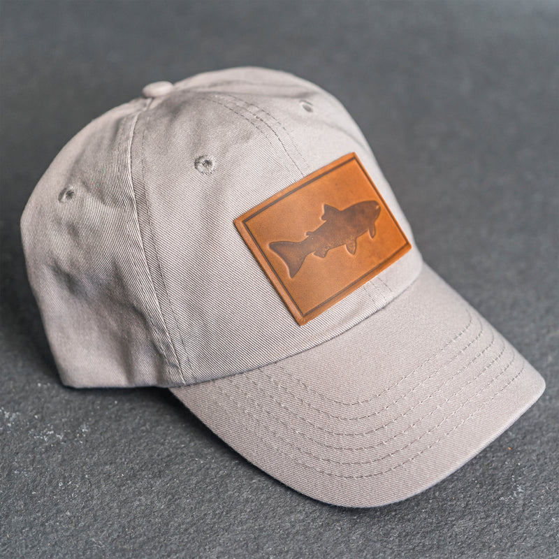 Leather Patch Unstructured Style Hat - Fish Stamp