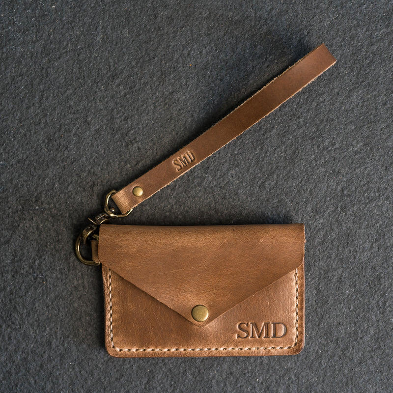Wristlet Zipper Wallet - Personalized Leather Wallet