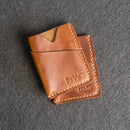 Card Holder Wallet with D-Ring and Optional Wristlet or Lanyard - Personalized Leather Wallet