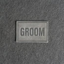 Bride & Groom Leather Patches with Optional Hook and Loop Fastener- Block Font