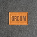 Bride & Groom Leather Patches with Optional Hook and Loop Fastener- Block Font