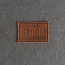 Bride & Groom Leather Patches with Optional Hook and Loop Fastener- Block Font