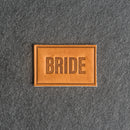 Bride & Groom Leather Patches with Optional Hook and Loop Fastener- Block Font