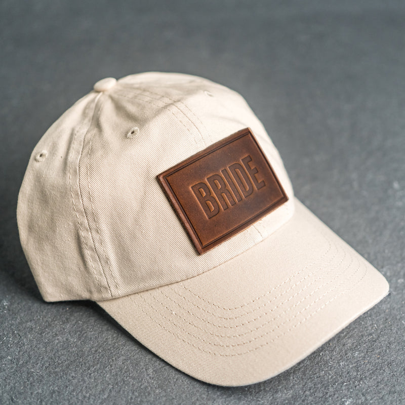 Leather Patch Unstructured Style Hat - Bride and Groom Stamp (block)