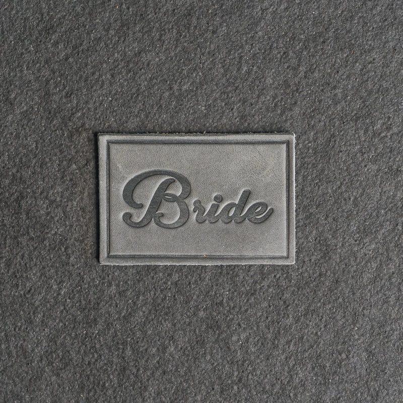 Bride & Groom Leather Patches with optional Velcro added - Cursive Font
