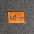 Bride & Groom Leather Patches with Optional Hook and Loop Fastener - Cursive Font