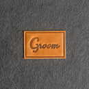 Bride & Groom Leather Patches with Optional Hook and Loop Fastener - Cursive Font
