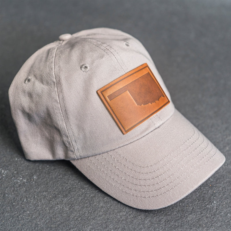 Leather Patch Unstructured Style Hat - Oklahoma Stamp