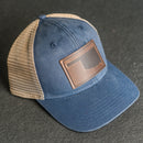 Leather Patch Ponytail Style Hat - Oklahoma Stamp