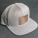 LIMITED EDITION - FLAT BILL Style Hat with Leather Patch - Silver Hat - 30+ Stamp Design Options