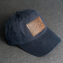 Leather Patch Unstructured Style Hat - Mountain Range Stamp