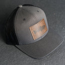 Leather Patch Trucker Style Hat - Fish Stamp
