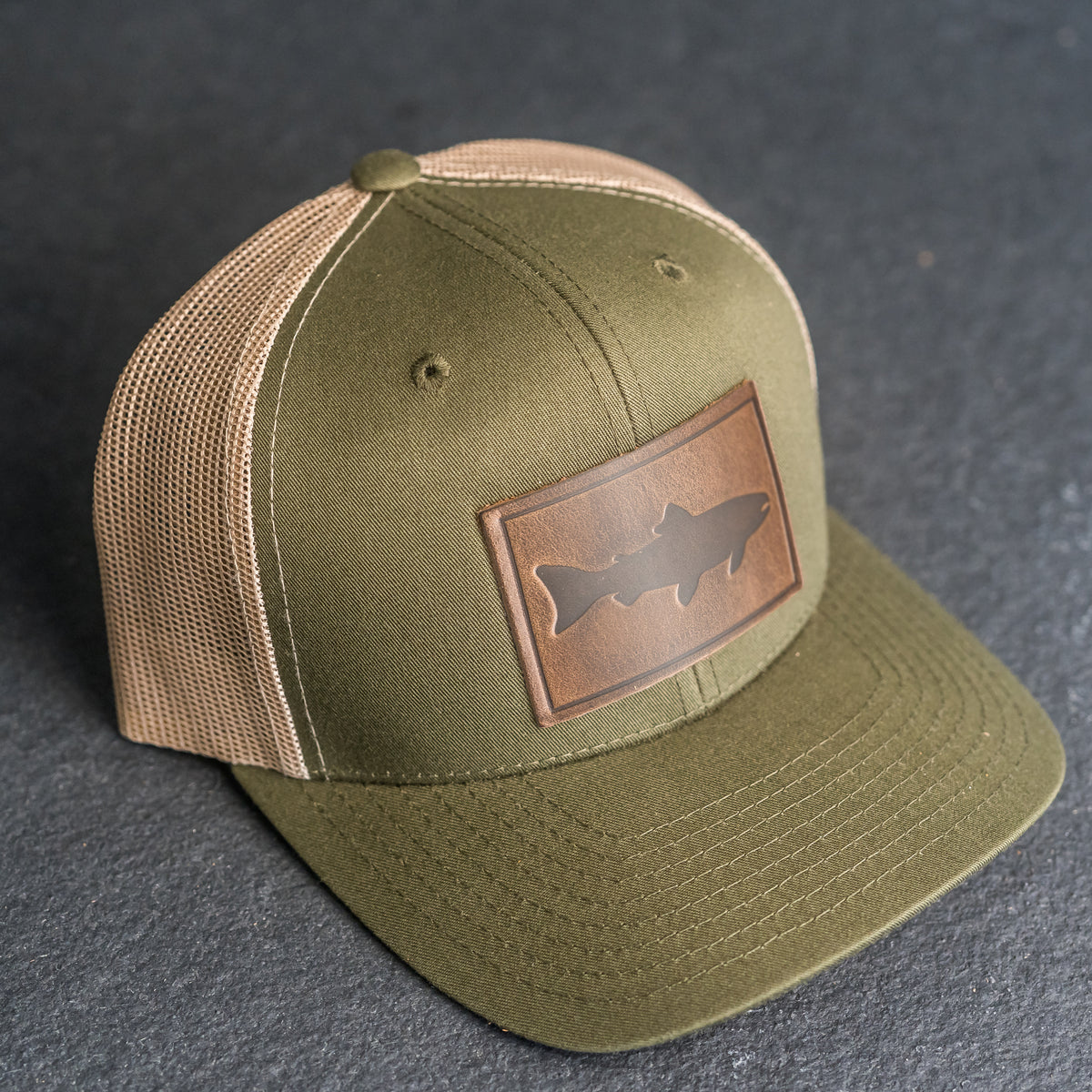 Brown/Tan/Brown Trucker Hat 5 Panel Mid Profile Mesh Back