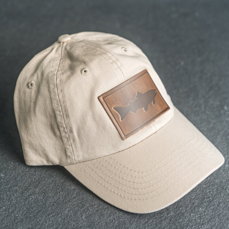 Leather Patch Unstructured Style Hat - Fish Stamp