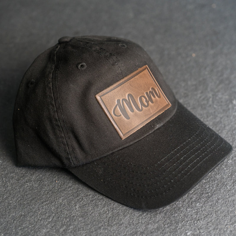 Leather Patch Unstructured Style Hat - Mom Stamp