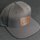 LIMITED EDITION - FLAT BILL Style Hat with Leather Patch - Dark Gray Hat - 30+ Stamp Design Options